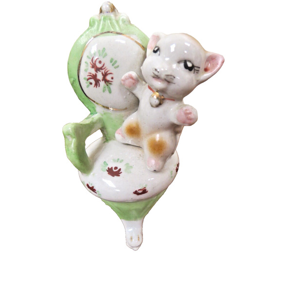 MCM Porcelain Cat On Chair - Japan Mid Century Kitty Kitten Figurine Vintage - Picture 3 of 8